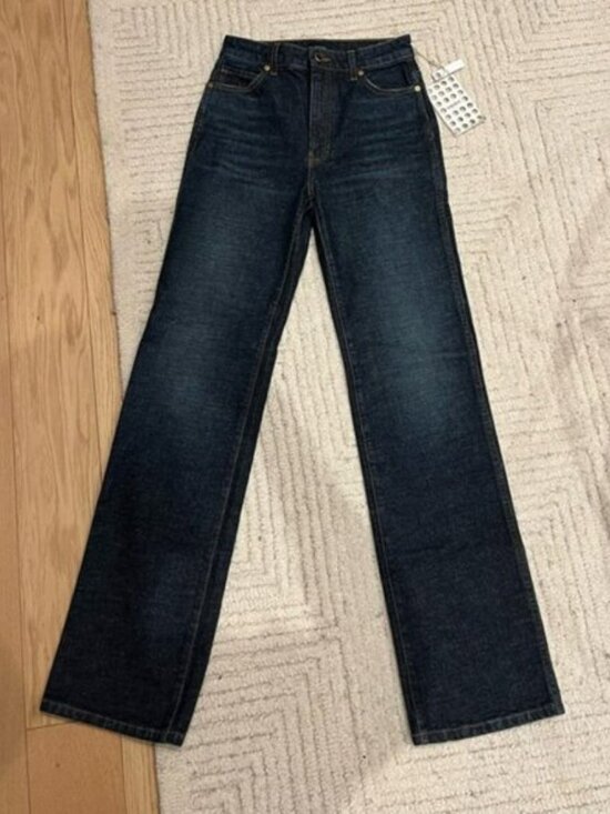 Khaite Danielle Dark Wash Blue Straight Leg High-Waisted Jeans